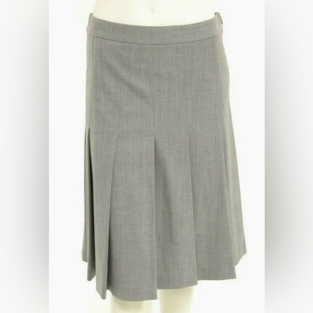 Theory Light Gray Pleated Midi Skirt